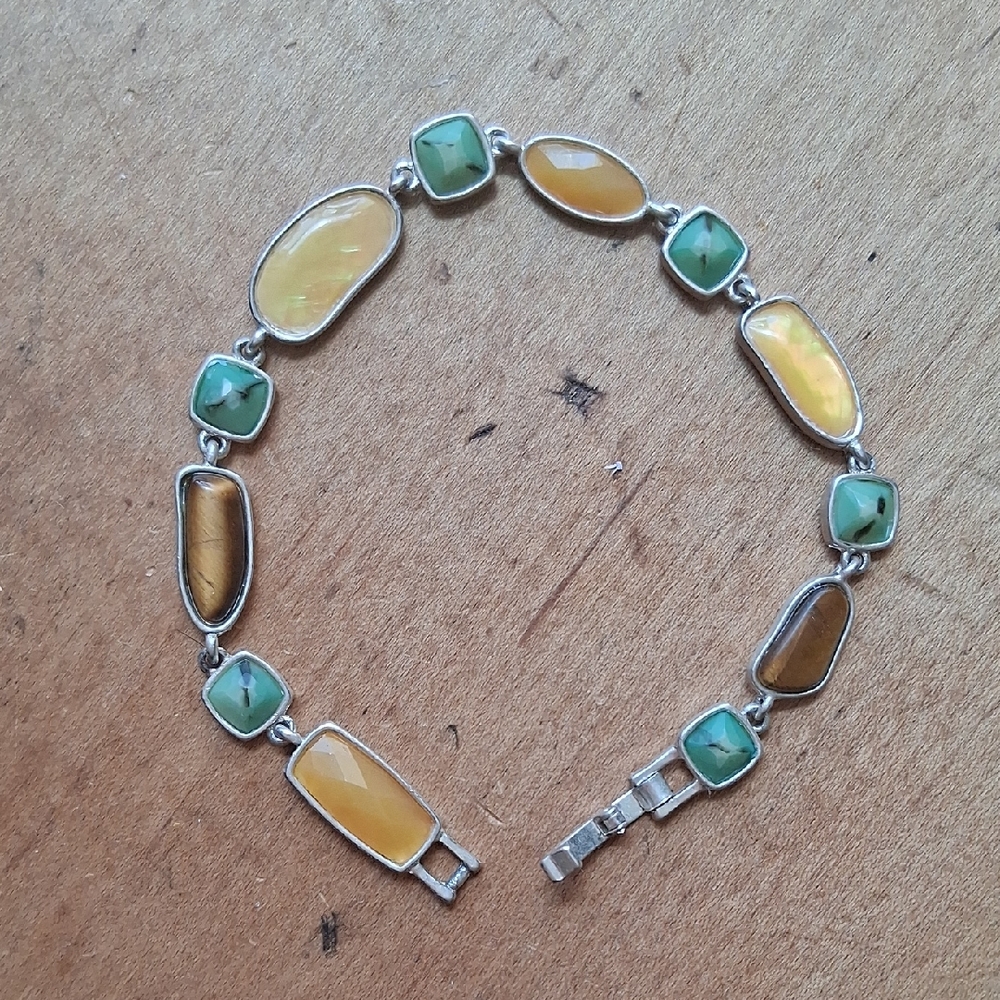 Vintage LC Silver and Gold Bracelet with Linked Segments